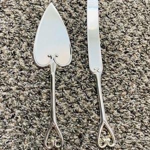 Wedding cake knife and server set heart shape